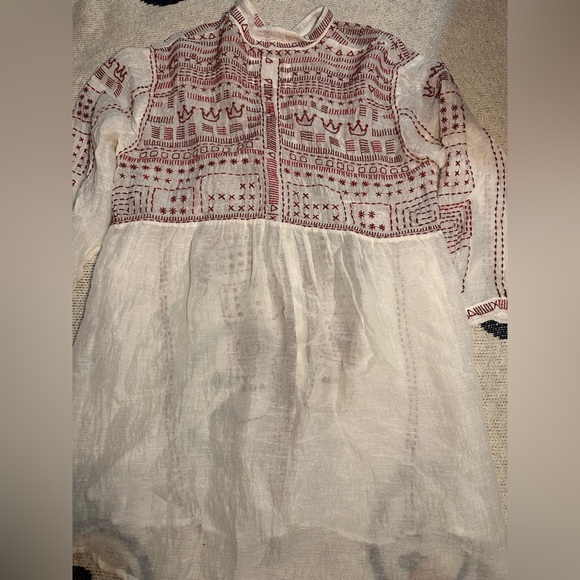 Johnny Was Ivory and Burgundy Embroidered Blouse - Picture 6 of 8